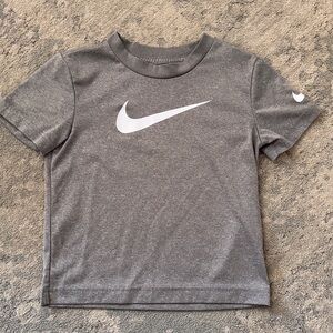 Nike Kids Charcoal Gray Tee with White Logo